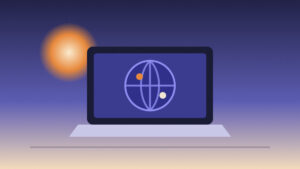 Notebook con un globo terraqueo en pantalla