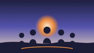 Circulo de siluetas distintas alrededor del sol