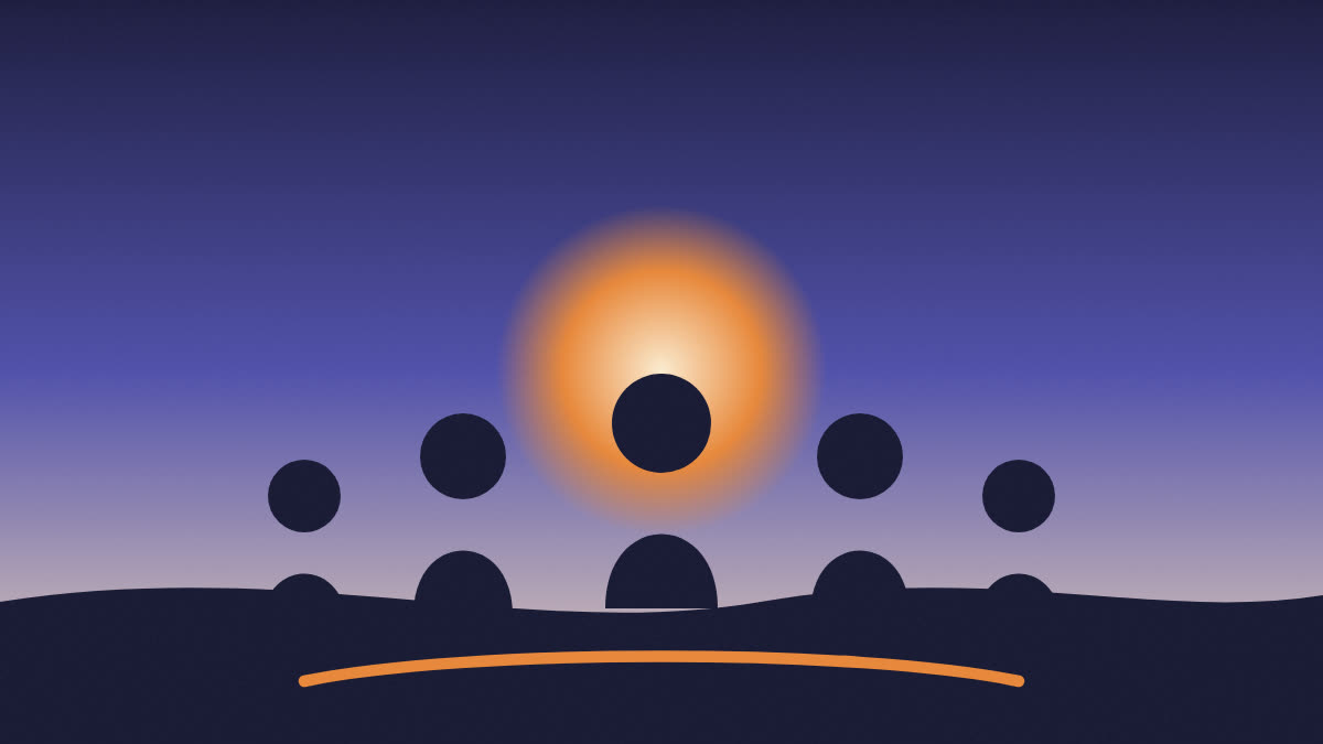 Circulo de siluetas distintas alrededor del sol