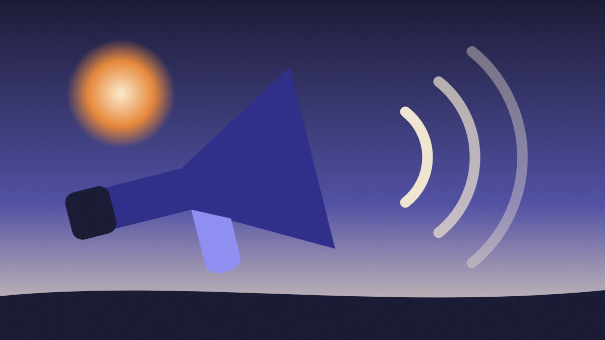 Megafono con ondas de sonido
