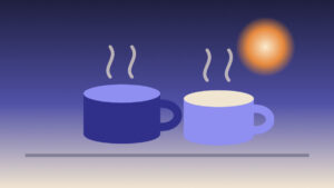 Dos tazas de cafe humeantes