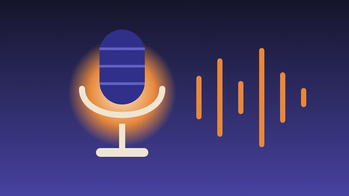 Microfono de podcast con onda de sonido